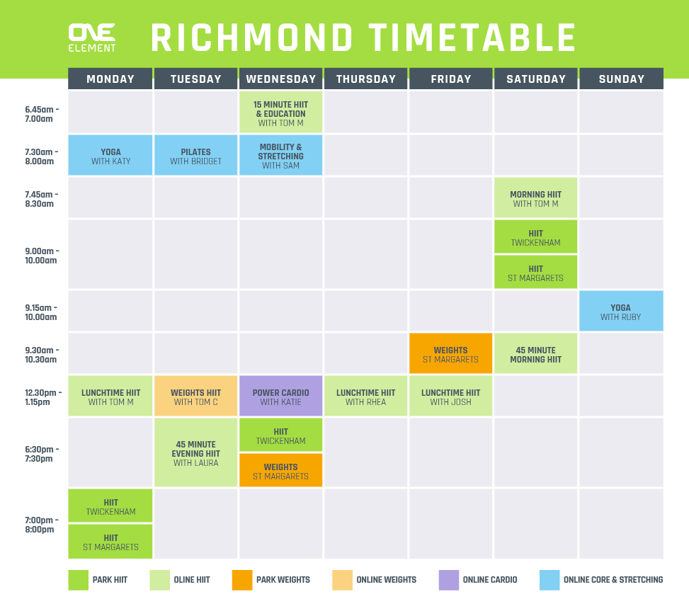 Richmond Timetable